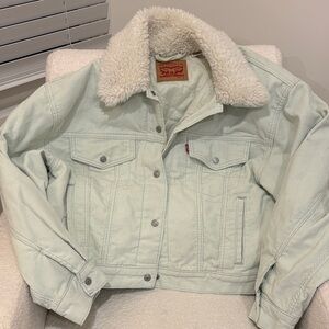 Levi's Women's Sherpa-Collar Corduroy Jacket in Pale Mint
